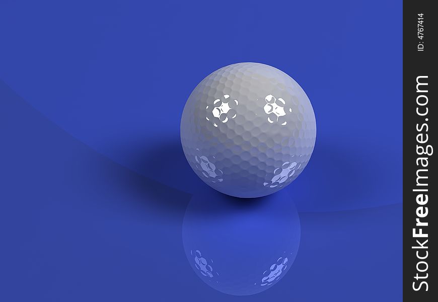 Isolated golf ball with blue back background