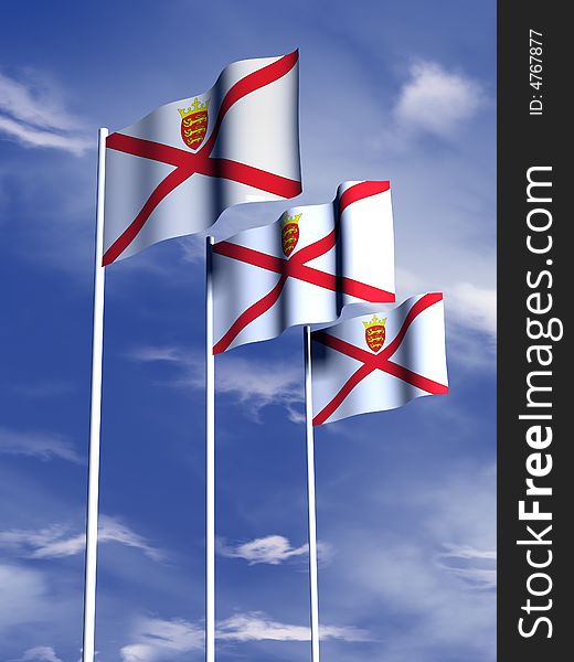 The flag of Jersey flying in a soft breeze. The flag of Jersey flying in a soft breeze