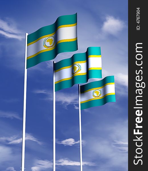 The flag of the African Unity flying in a breeze. The flag of the African Unity flying in a breeze