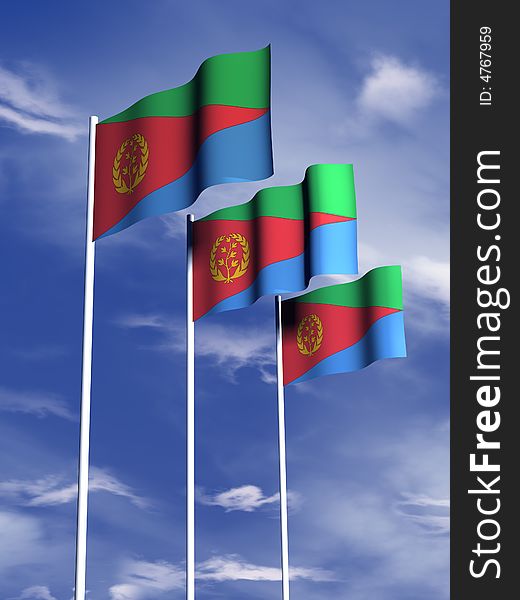 The flag of Eritrea flying in a soft breeze. The flag of Eritrea flying in a soft breeze