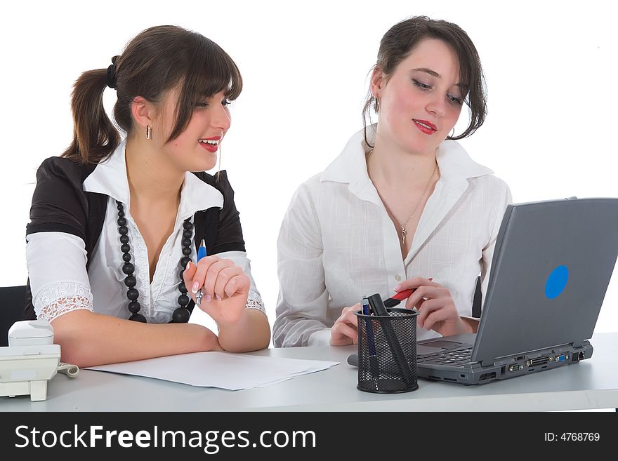 Business women  working on isolated background