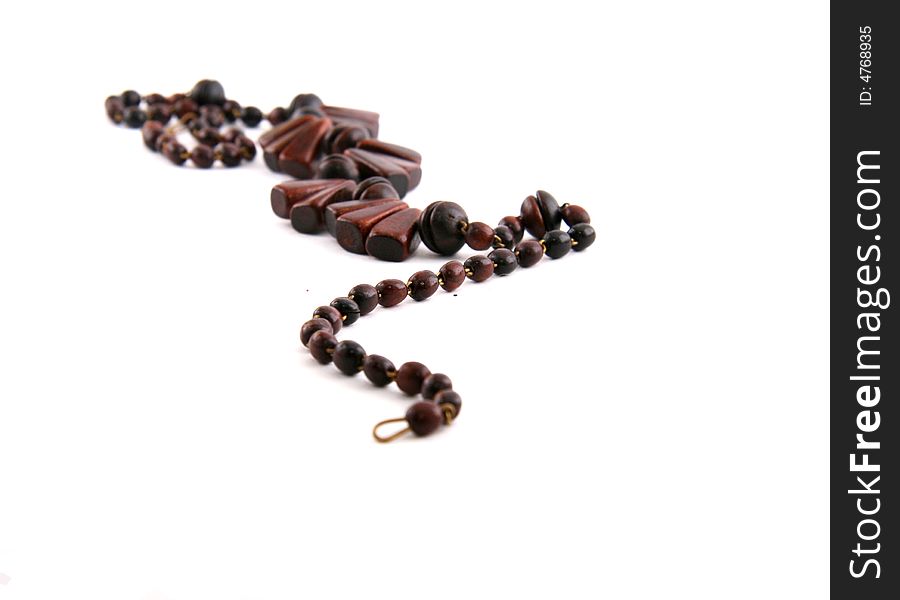 Wooden Beads On White Background