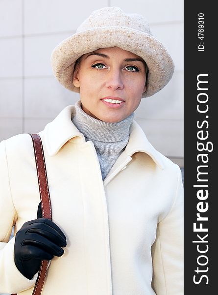 Beautiful european woman in hat. Beautiful european woman in hat