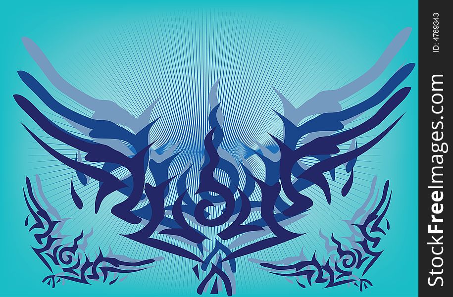 Abstract decoration on blue background