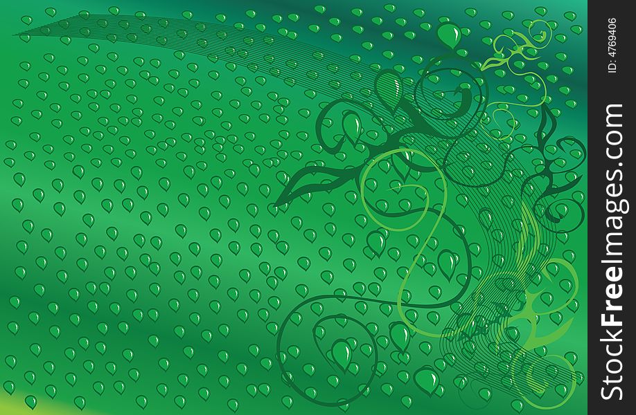 Green droop on abstract background. Green droop on abstract background