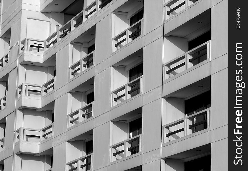 A shot of windows and balconies of a hotel in Manila Bay. A shot of windows and balconies of a hotel in Manila Bay.