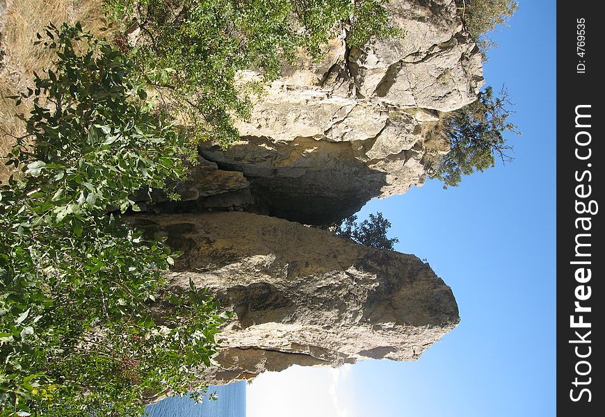 A rock on the sea shore, recorded in Crimea, Black sea. A rock on the sea shore, recorded in Crimea, Black sea.