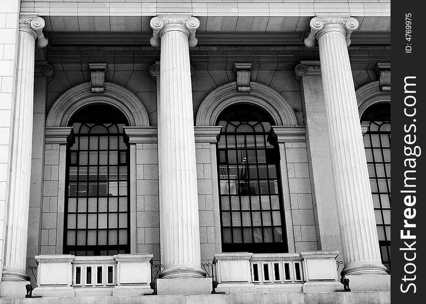 Windows of Shanghai Concert Hall, China.