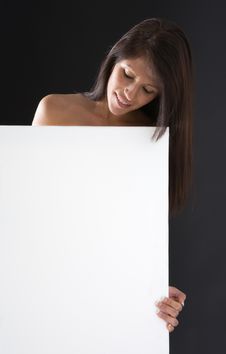 Beauty With White Board Royalty Free Stock Photos