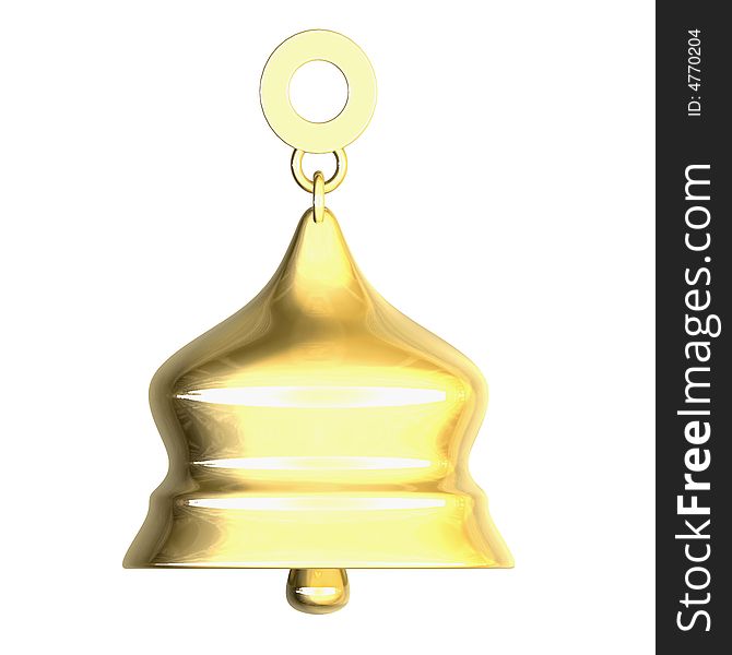 Isolated golden bell xmass (3D)