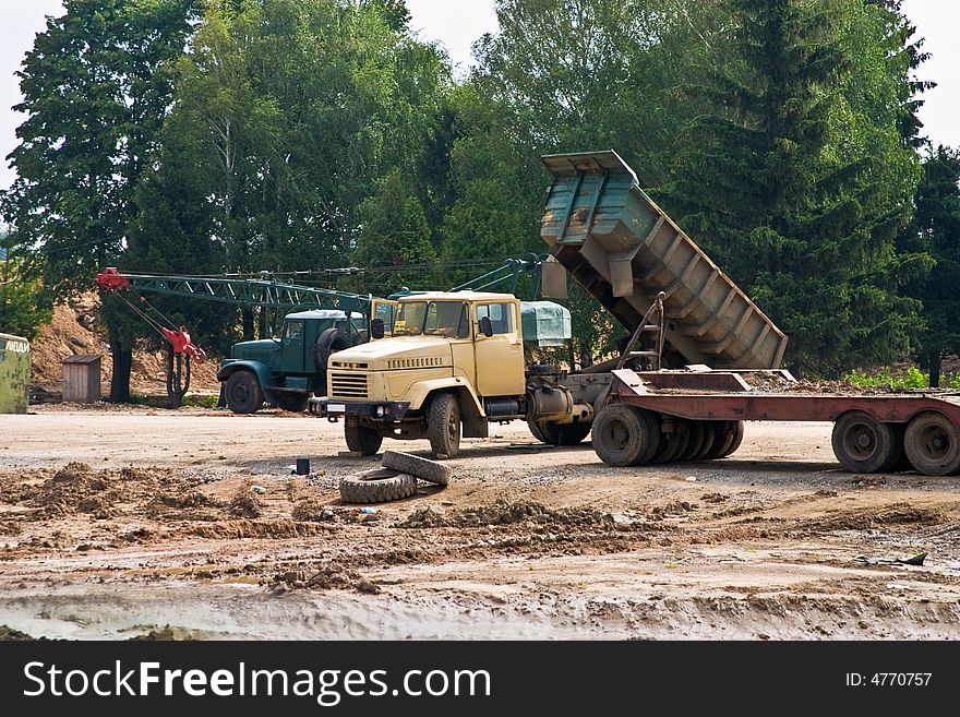 Building series: special road building vehicle on the parking. Building series: special road building vehicle on the parking