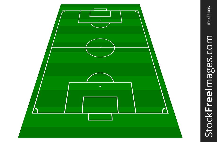 A football or soccer pitch in perspective view. A football or soccer pitch in perspective view