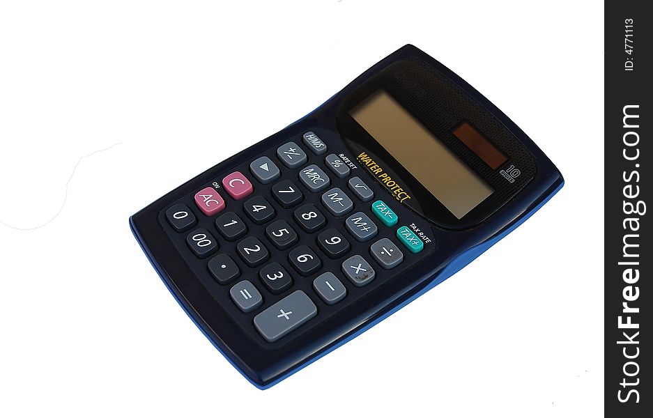 Black solar calculator isolated on a white background