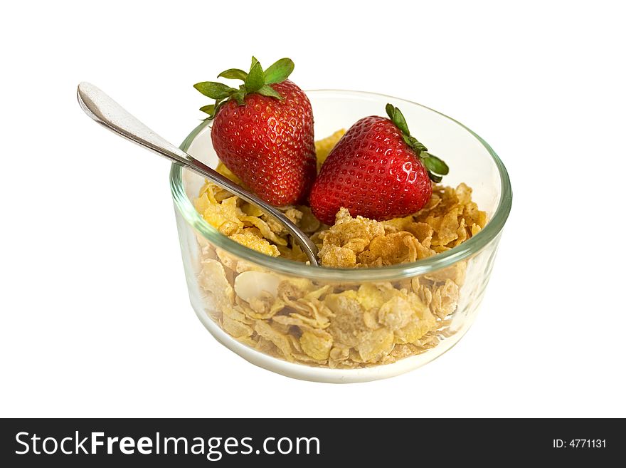 Strawberries In A Bowl Of Cereal W Path