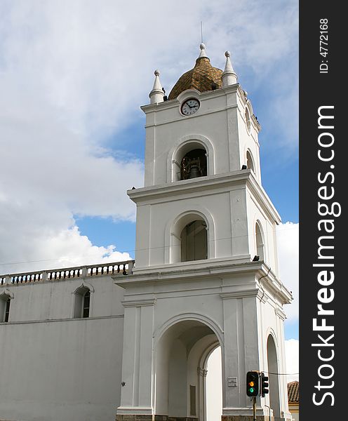 Spanish style bell tower in latin america
