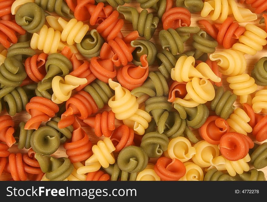 Mixed tricolor Trottole pasta spirals