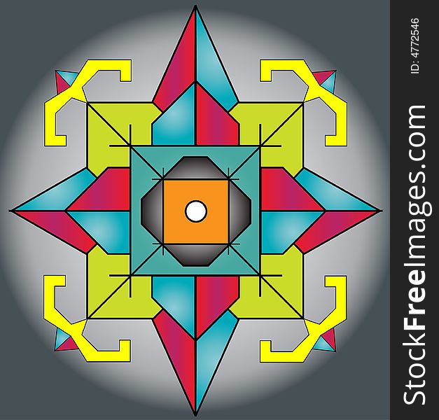 A multicolored geometric ornamental pattern. A multicolored geometric ornamental pattern