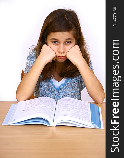 Attractive girl student a over white background