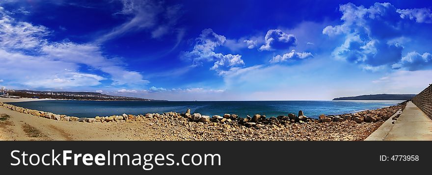 Beach clouds and the ocean. Beach clouds and the ocean