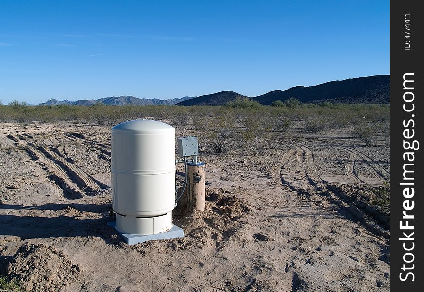 Hot water heater installed in the middle of the desert