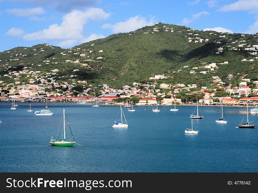 View of the harbor on the Island of St.Thomas. US Virgin Islands. View of the harbor on the Island of St.Thomas. US Virgin Islands