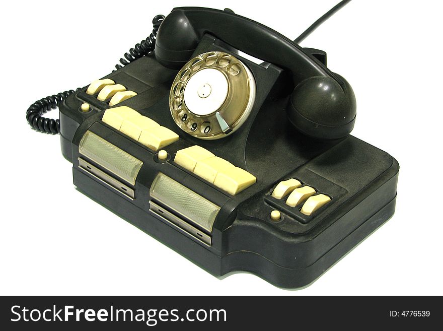 Very old reliable black phone with a revolving object