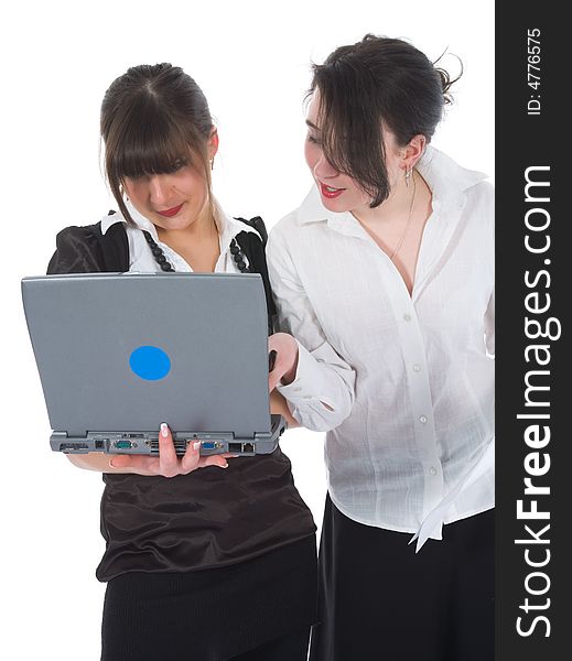 Business women  working on isolated background