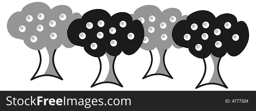 Art illustration of stylized trees with fruits. Art illustration of stylized trees with fruits