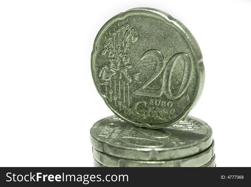 2o Eurocent Coin On Pile