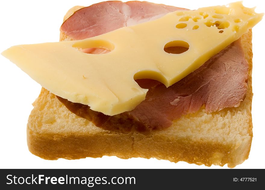 Isolated tasty sandwiche (cheese and meat). Isolated tasty sandwiche (cheese and meat)