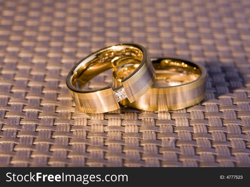 Golden rings for wedding in warm light