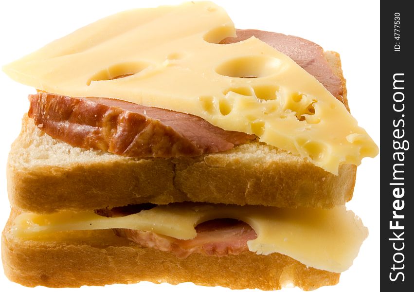 Two isolated sandwiches (cheese and meat). Two isolated sandwiches (cheese and meat)