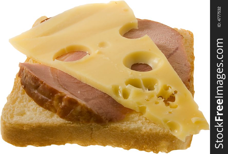 Isolated tasty sandwiche (cheese and meat)
