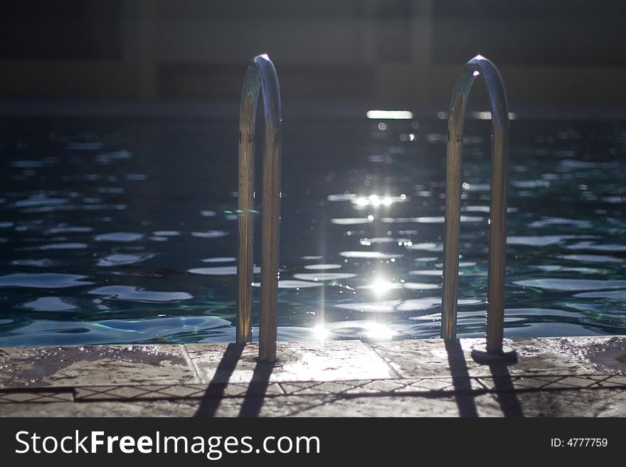 Water pool steps and sparks. Water pool steps and sparks