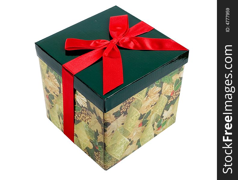 An image of isolated box with red ribbon