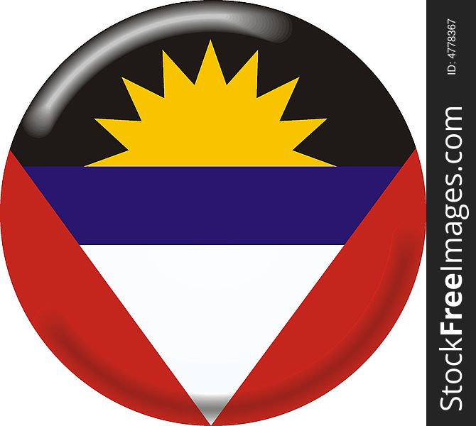 Art illustration: round medal with flag of antigua and barbuda