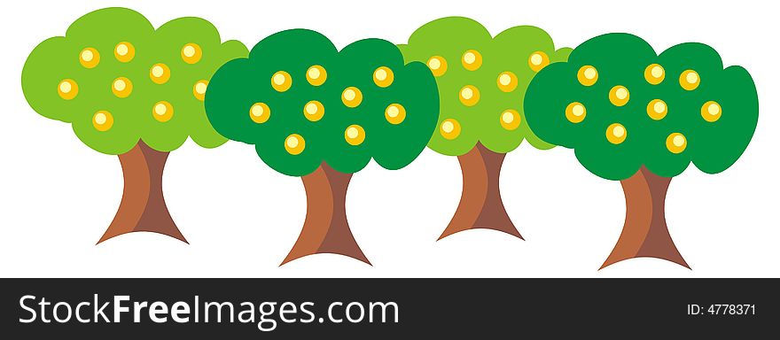 Art illustration of stylized trees with fruits. Art illustration of stylized trees with fruits