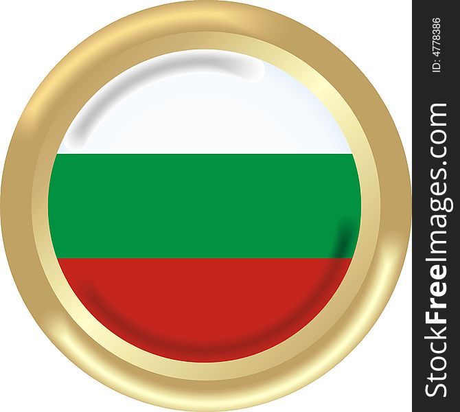 Art illustration: round medal with the flag of bulgaria