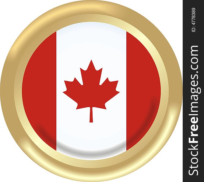 Art illustration: round medal with the flag of canada