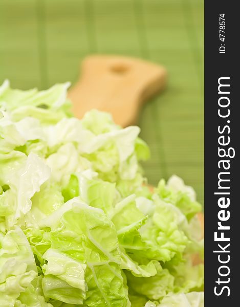 Fresh lettuce on a chopping-board