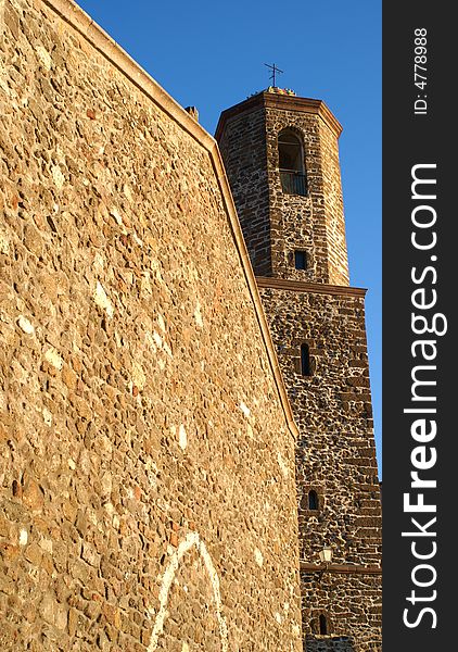 Church and belltower in Castelsardo Sardinia