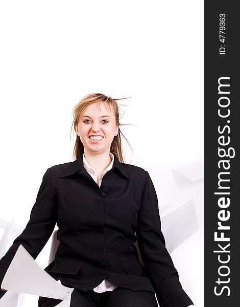 Angry businesswoman throwing sheet of paper