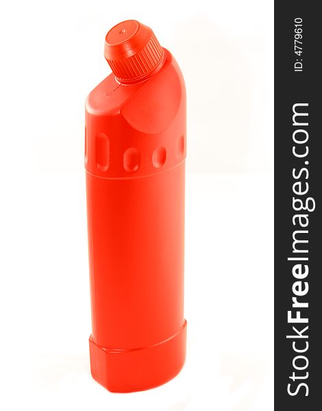 Red Plastic Bottle isolated on white background