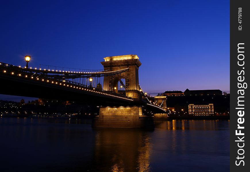 Budapest Chain Bridge at dawn.