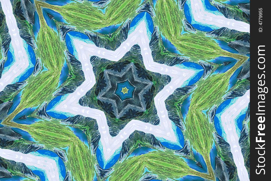 Abstract Six-final Star With Patterns.