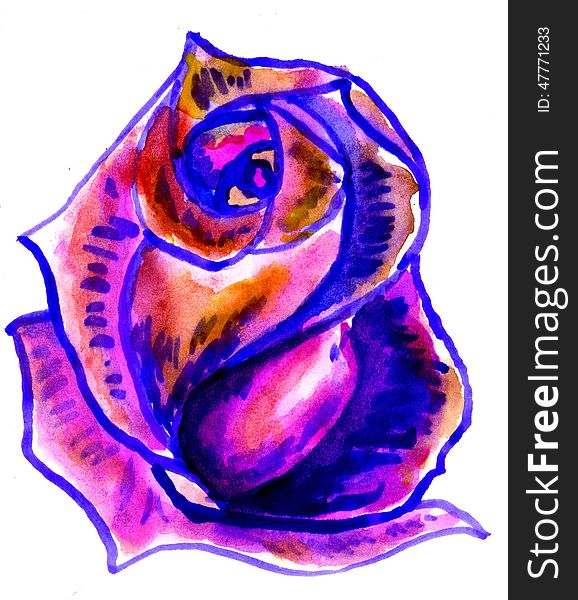 Grunge painted colorful rose on paper background. Grunge painted colorful rose on paper background.