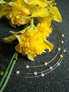 Yellow Flowers Gold Necklace Royalty Free Stock Images Yellow Flowers Gold Necklace Royalty Free Stock Images