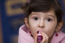 Young Girl With Lipstick Royalty Free Stock Image Young Girl With Lipstick Royalty Free Stock Image