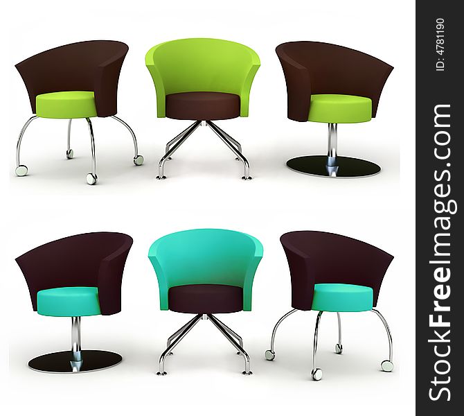 Colored set of stylih chairs. Colored set of stylih chairs