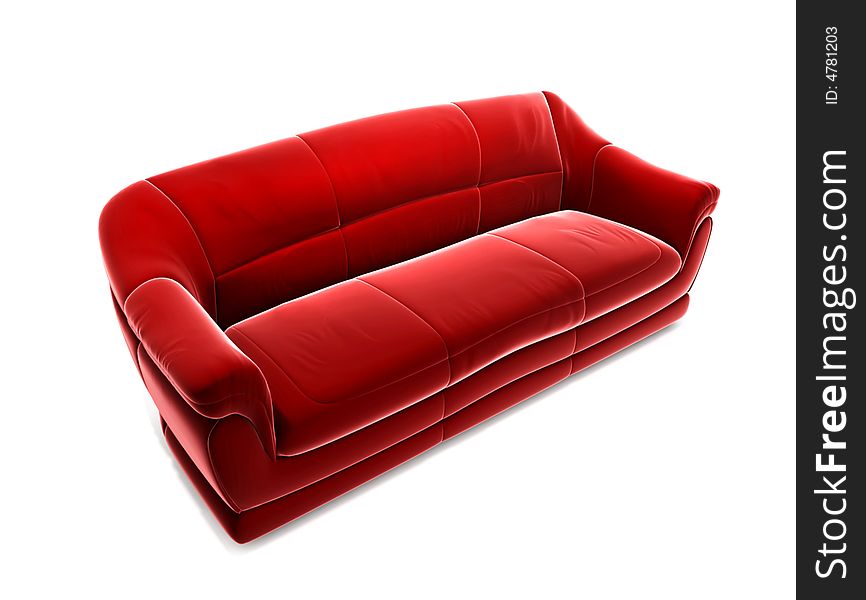 Red velvet sofa isolated over white. Red velvet sofa isolated over white